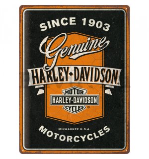 Fémtáblák: Harley-Davidson - Genuine Motorcycles Ribbon - 40x30 cm