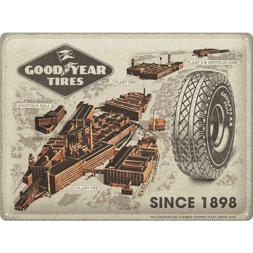Fémtáblák: Goodyear - Factories since 1898 - 40x30 cm