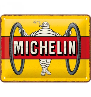 Fémtáblák: Michelin - Tyres Bibendum Yellow - 20x15 cm
