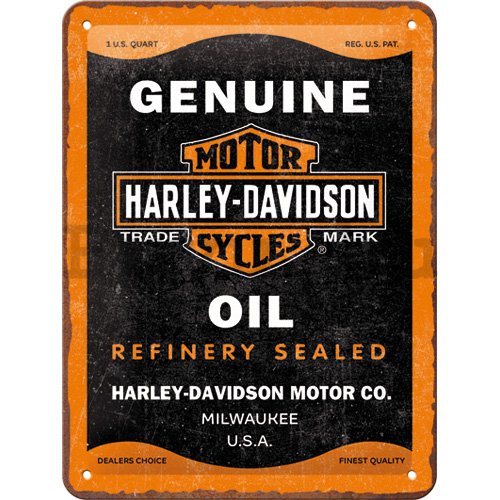 Fémtáblák: Harley-Davidson - Genuine Oil - 15x20 cm