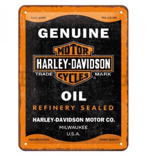 Fémtáblák: Harley-Davidson - Genuine Oil - 15x20 cm