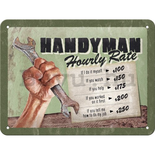 Fémtáblák: Handyman Hourly rate - 15x20 cm