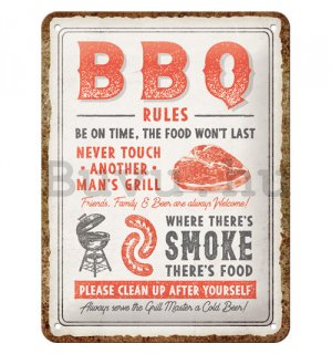 Fémtáblák: BBQ rules - 15x20 cm