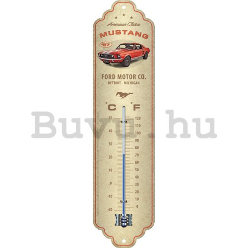 Retró hőmérő - Ford Mustang - GT 1967 - Red