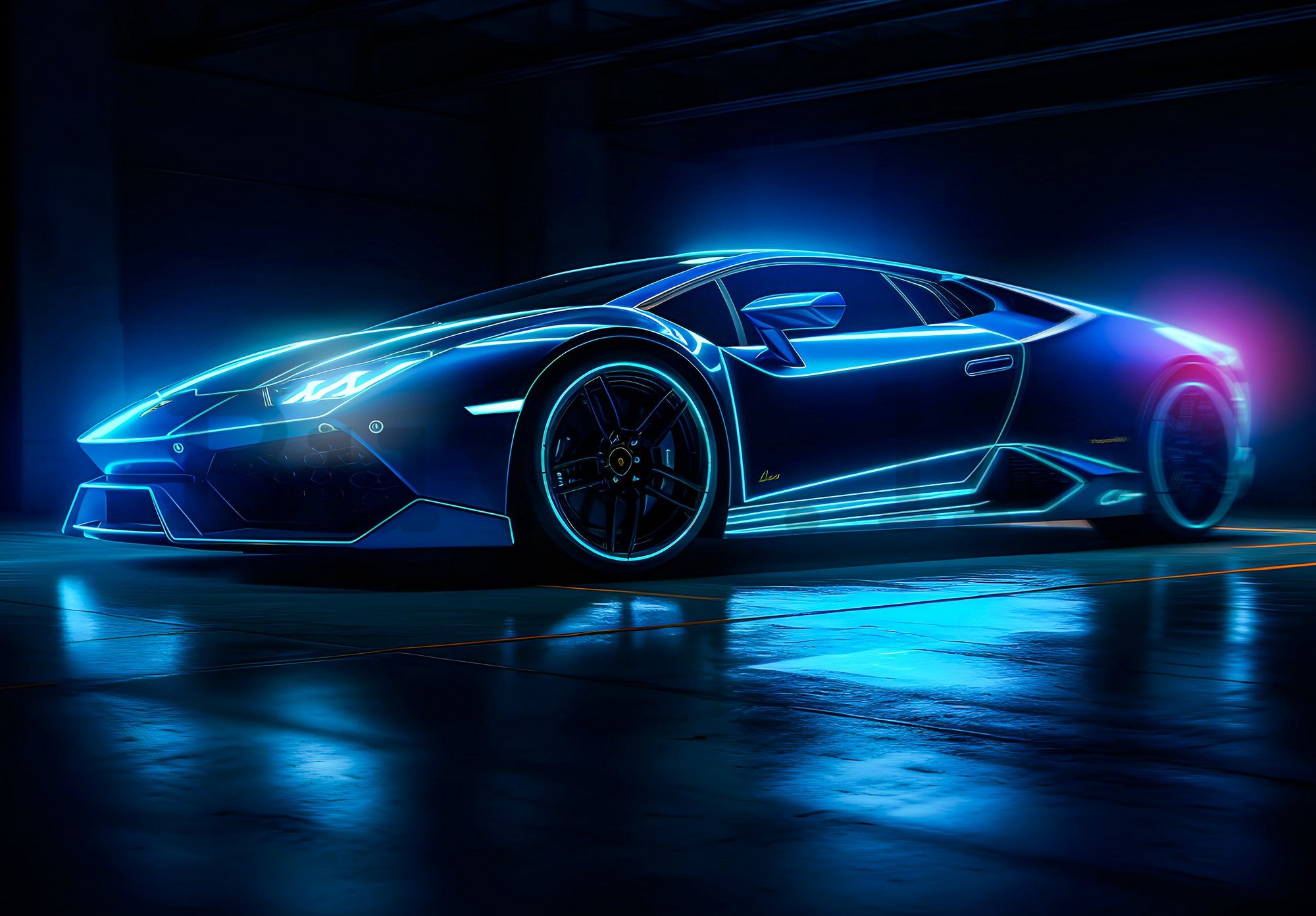 Vlies fotótapéta: Car Lamborghini luxurious neon - 254x184 cm