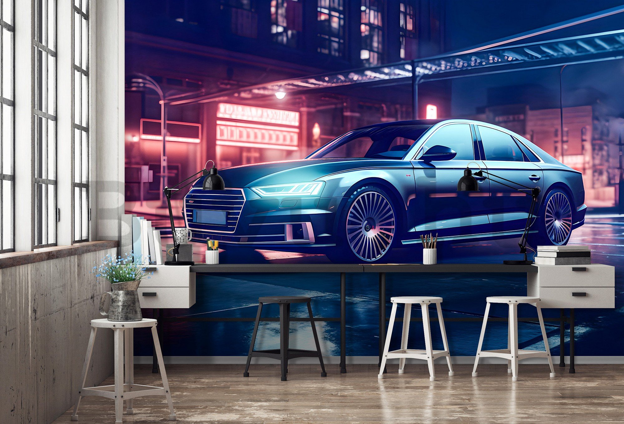 Vlies fotótapéta: Car Audi city neon - 254x184 cm