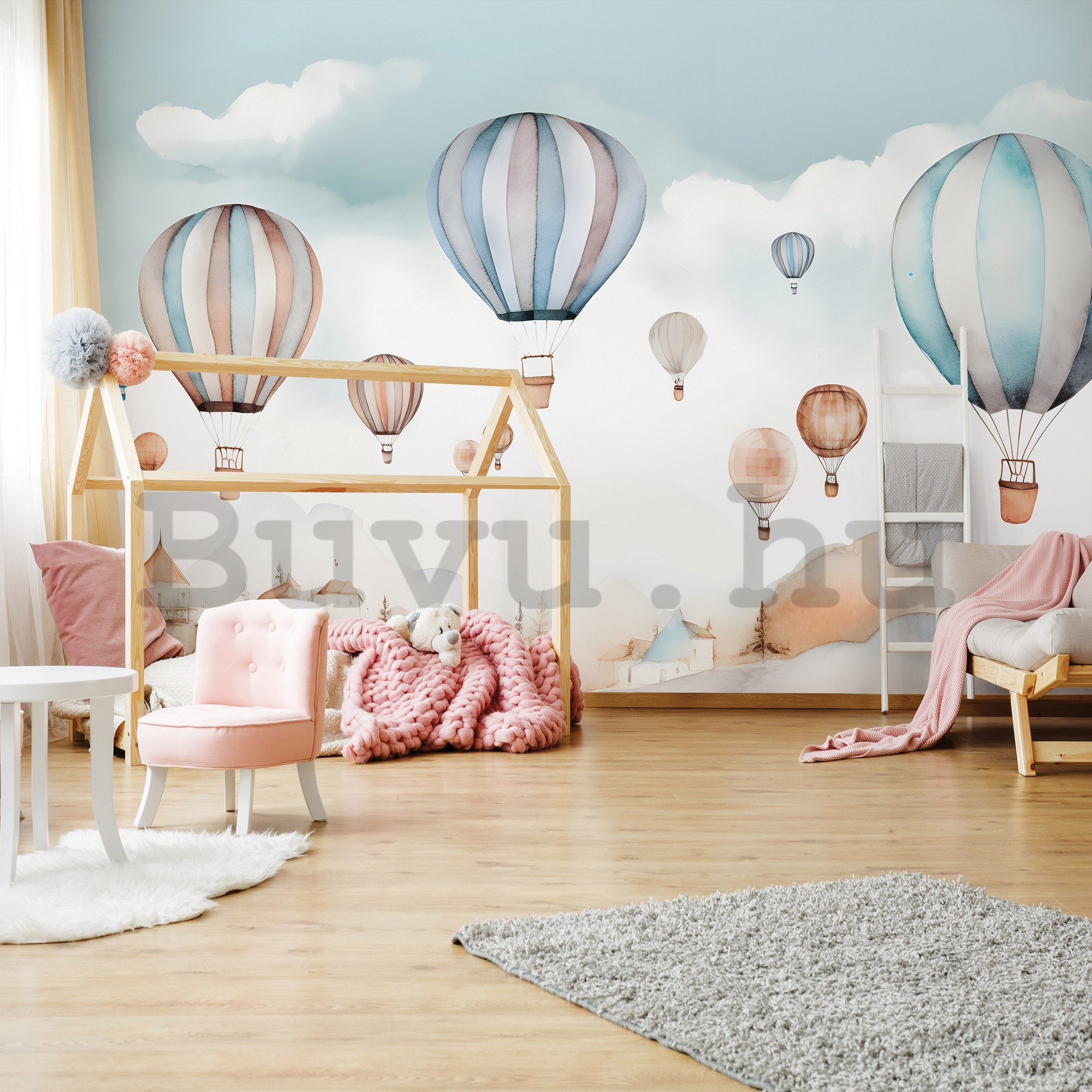 Vlies fotótapéta: For kids fairytale watercolour balloons - 254x184 cm