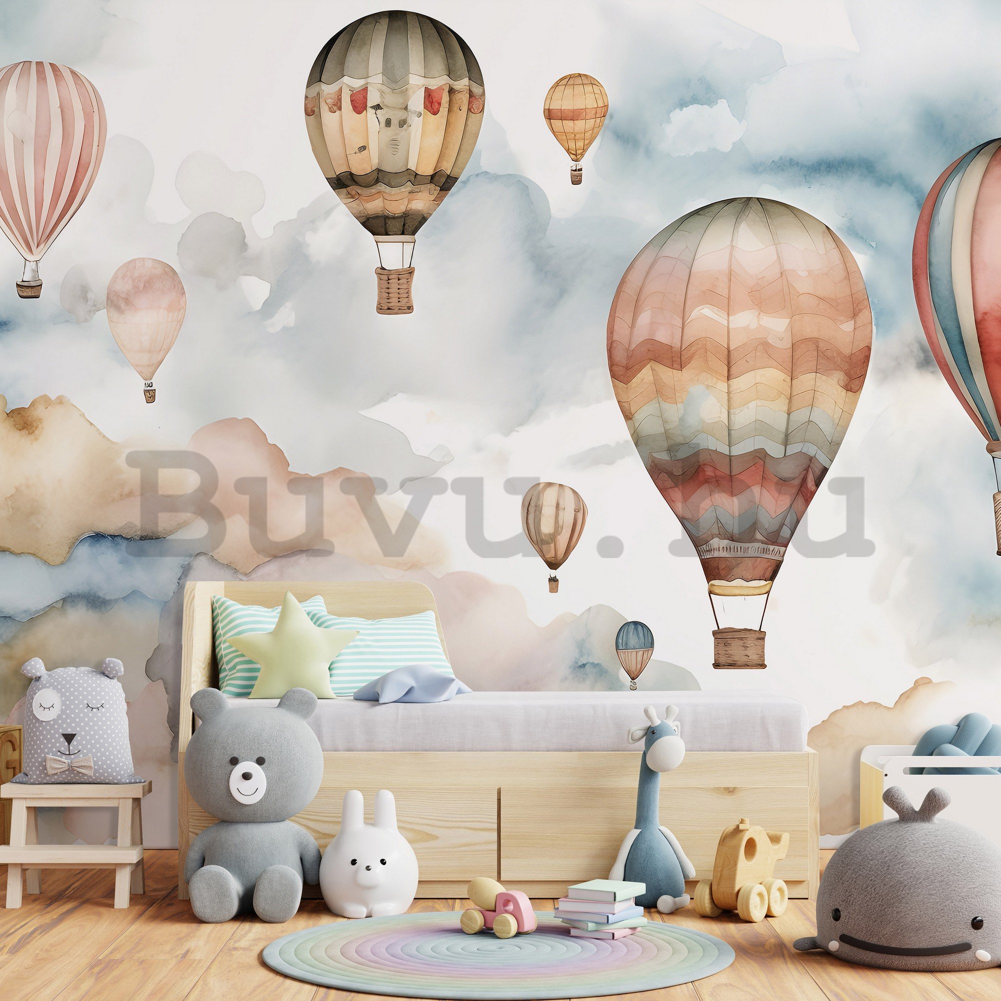 Vlies fotótapéta: For kids fairytale watercolour balloons (1) - 254x184 cm