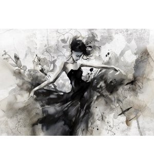 Vlies fotótapéta: Painting B&W concrete dancer - 254x184 cm
