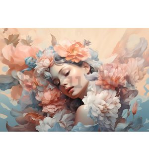 Vlies fotótapéta: Woman flowers pastel elegance (1) - 254x184 cm