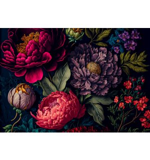 Vlies fotótapéta: Flowers peonies painting leaves (1) - 416x290 cm