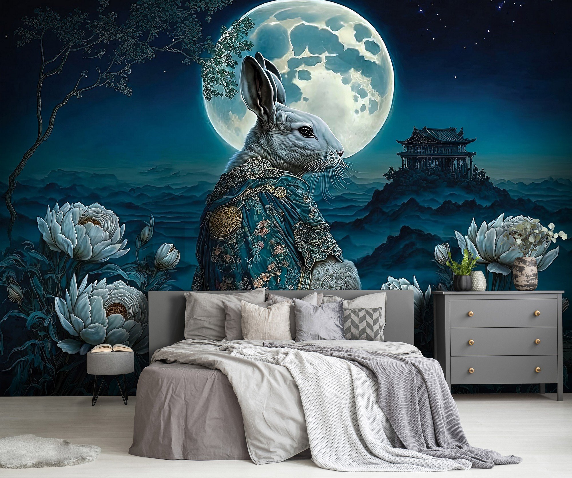 Vlies fotótapéta: Art Orient rabbit moon - 416x290 cm