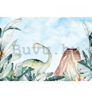 Vlies fotótapéta: For kids dinosaur watercolour - 254x184 cm