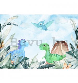 Vlies fotótapéta: For kids dinosaurs watercolour - 254x184 cm