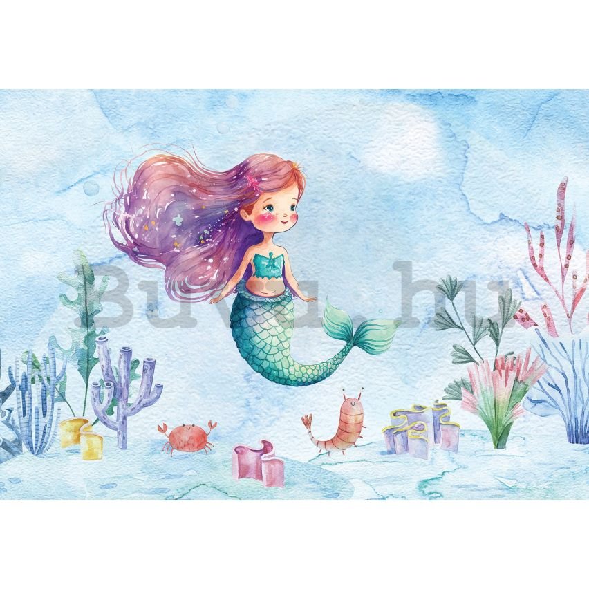 Vlies fotótapéta: For kids mermaid watercolour - 254x184 cm
