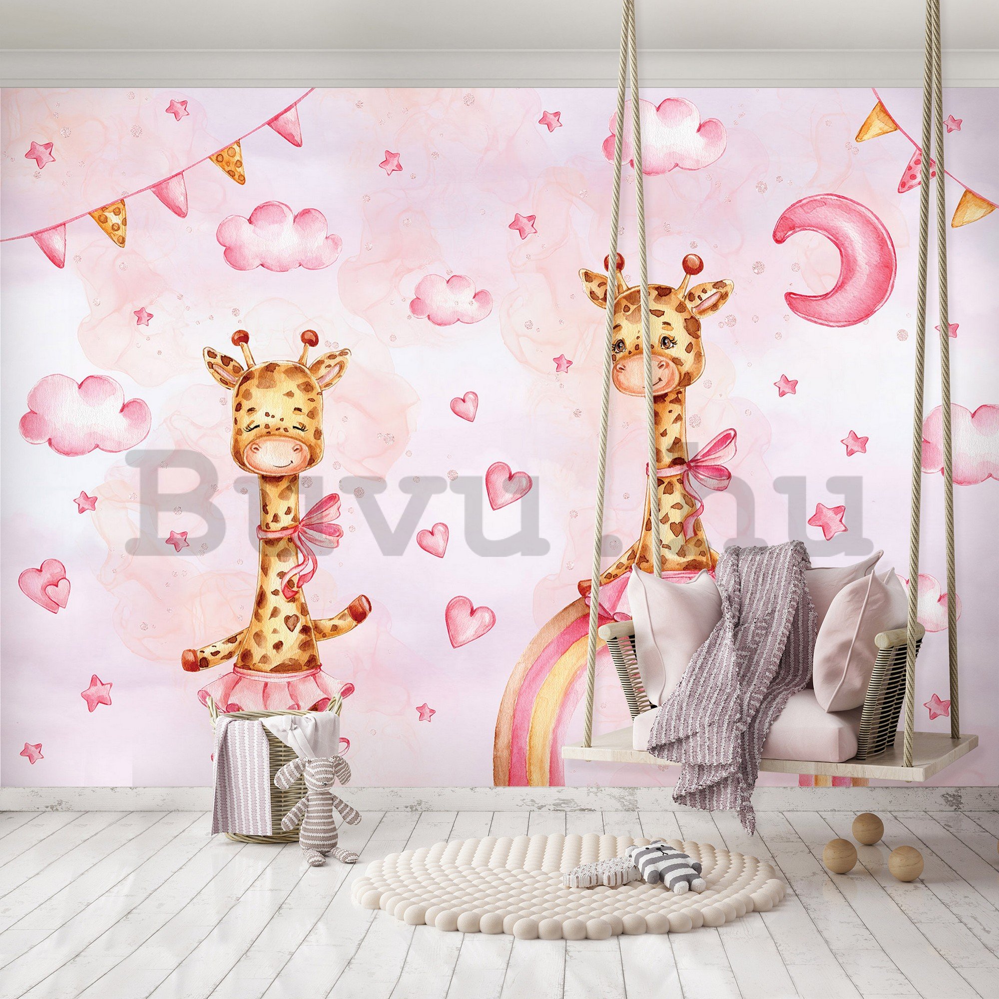 Vlies fotótapéta: Children giraffe - 254x184 cm