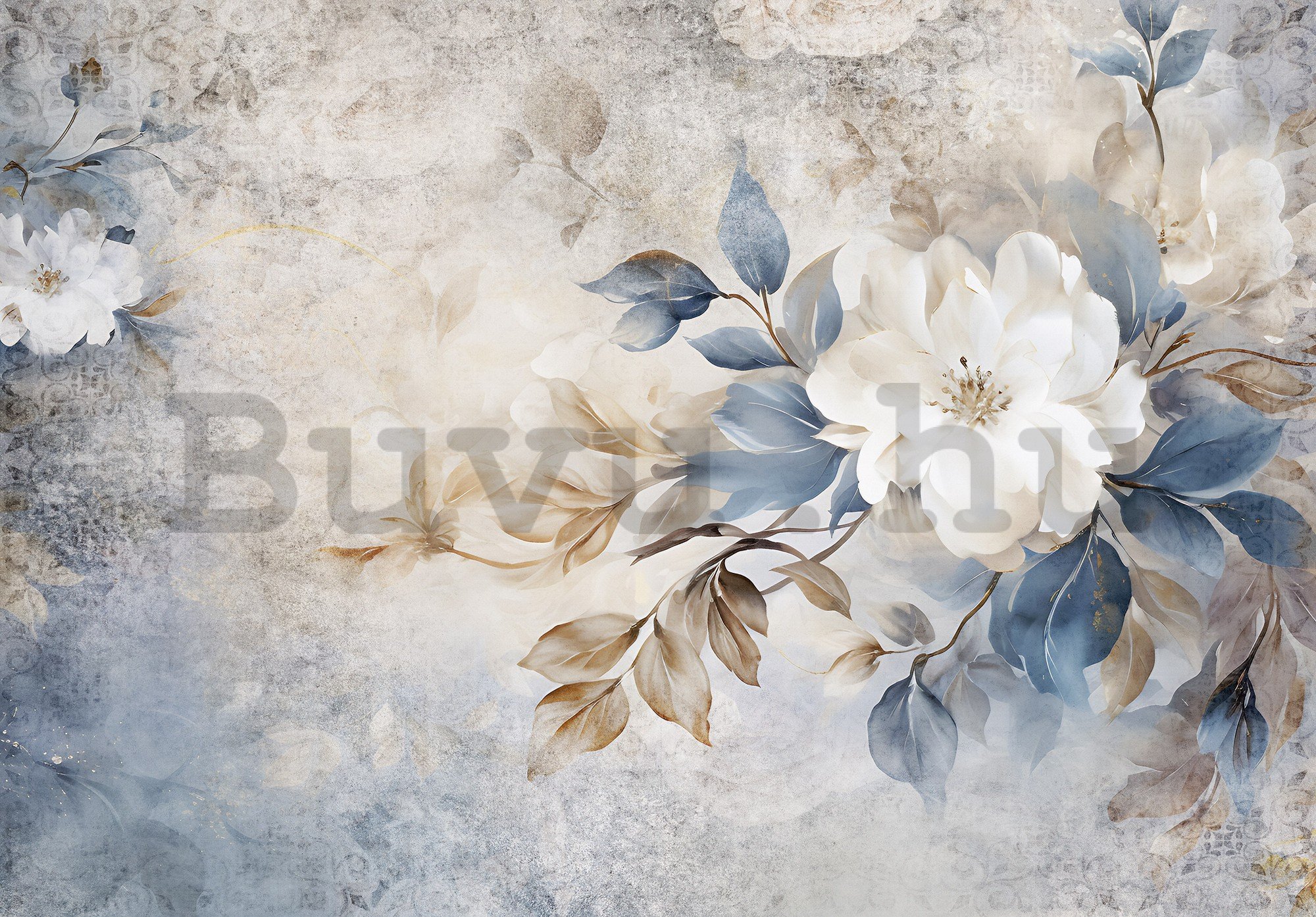 Vlies fotótapéta: Pastel Blue Flowers - 254x184 cm