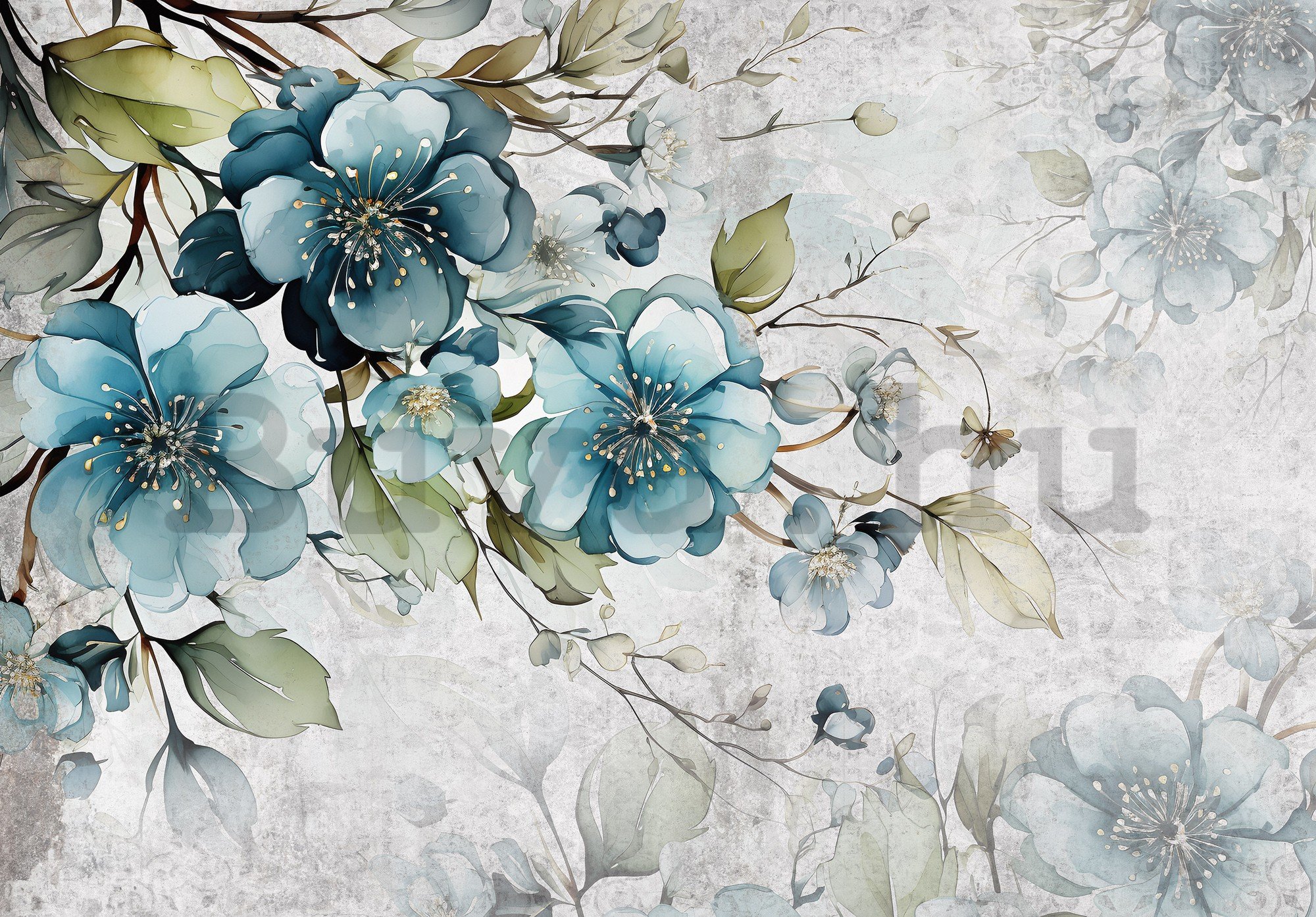 Vlies fotótapéta: Turquoise Flowers - 254x184 cm