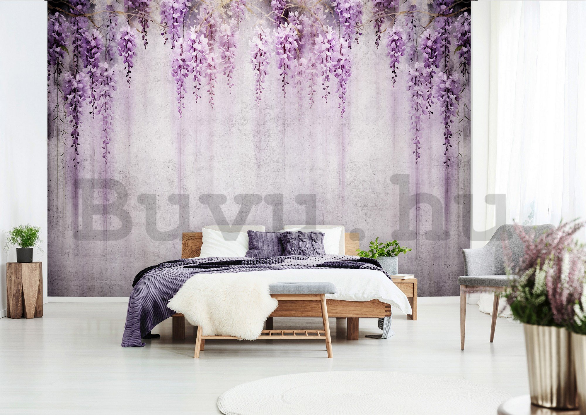 Vlies fotótapéta: Flowers Violet Wisteria Romantic - 254x184 cm