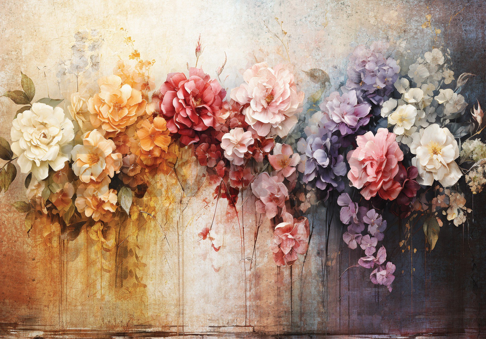 Vlies fotótapéta: Flowers Colorful Composition - 254x184 cm