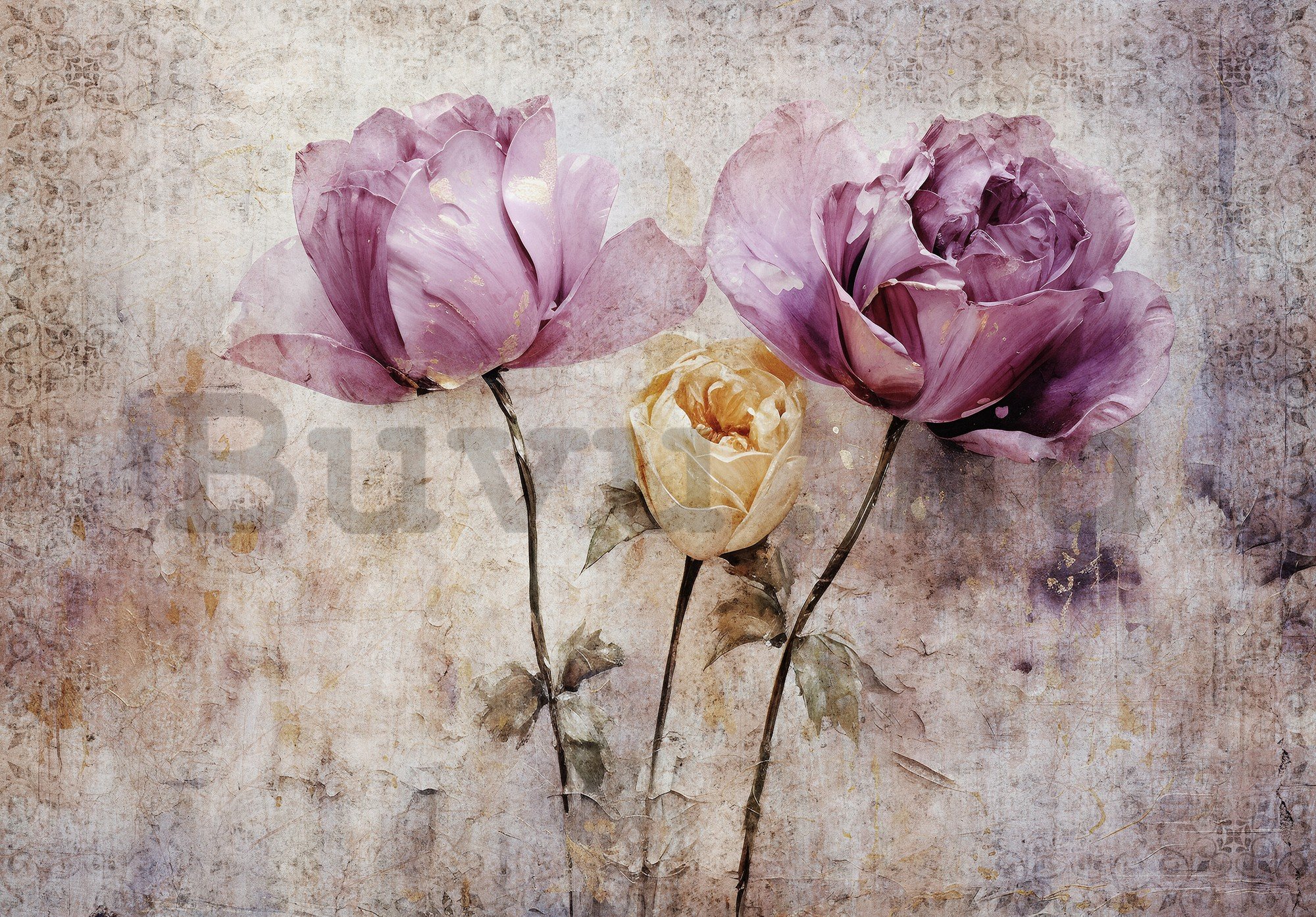 Vlies fotótapéta: Flowers Roses Structure - 254x184 cm