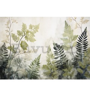 Vlies fotótapéta: Leaves Green Painted - 254x184 cm