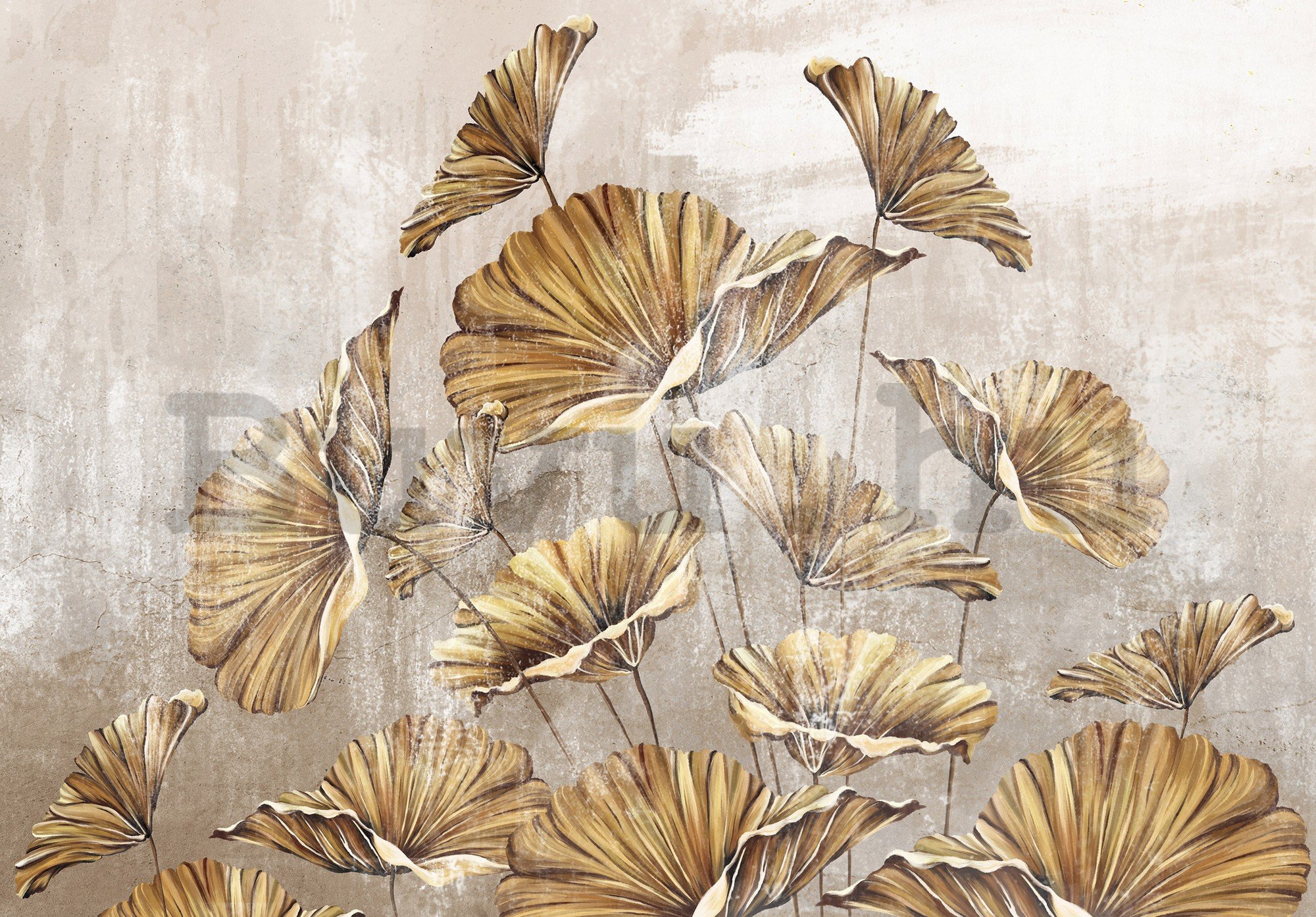 Vlies fotótapéta: Golden leaves - 254x184 cm