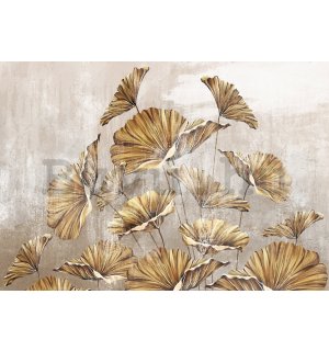 Vlies fotótapéta: Golden leaves - 254x184 cm