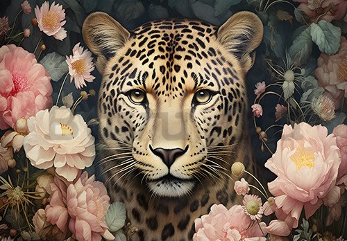 Vlies fotótapéta: Jaguar Flowers - 254x184 cm