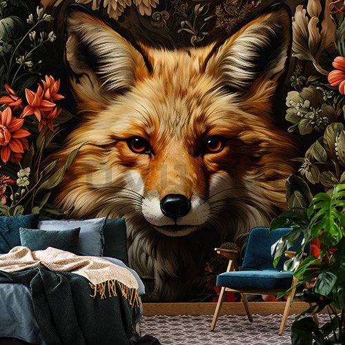 Vlies fotótapéta: Fox Flowers - 254x184 cm