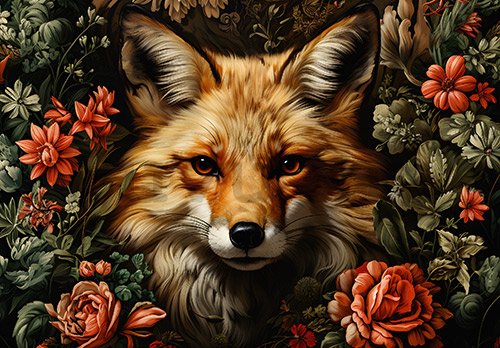 Vlies fotótapéta: Fox Flowers - 254x184 cm