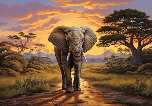 Vlies fotótapéta: Animals Elephant Safari - 254x184 cm