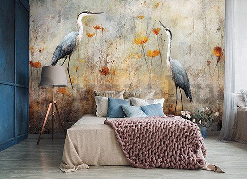 Vlies fotótapéta: Art Abstract Birds Herons - 254x184 cm