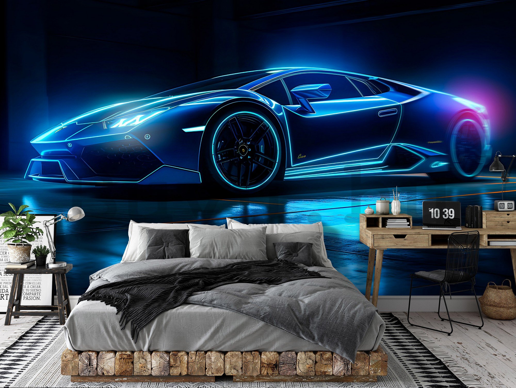 Vlies fotótapéta: Car Lamborghini luxurious neon - 368x254 cm