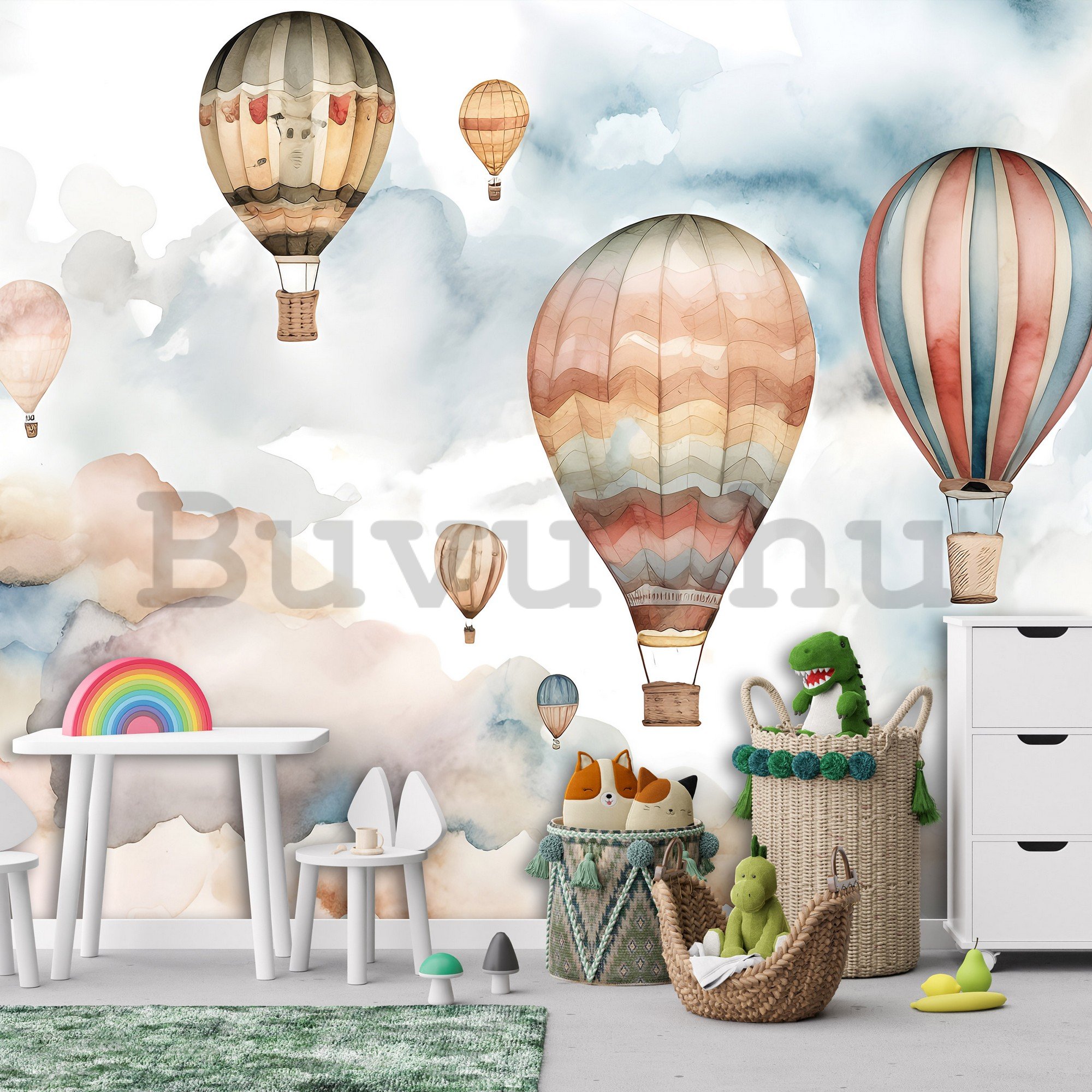 Vlies fotótapéta: For kids fairytale watercolour balloons (1) - 368x254 cm