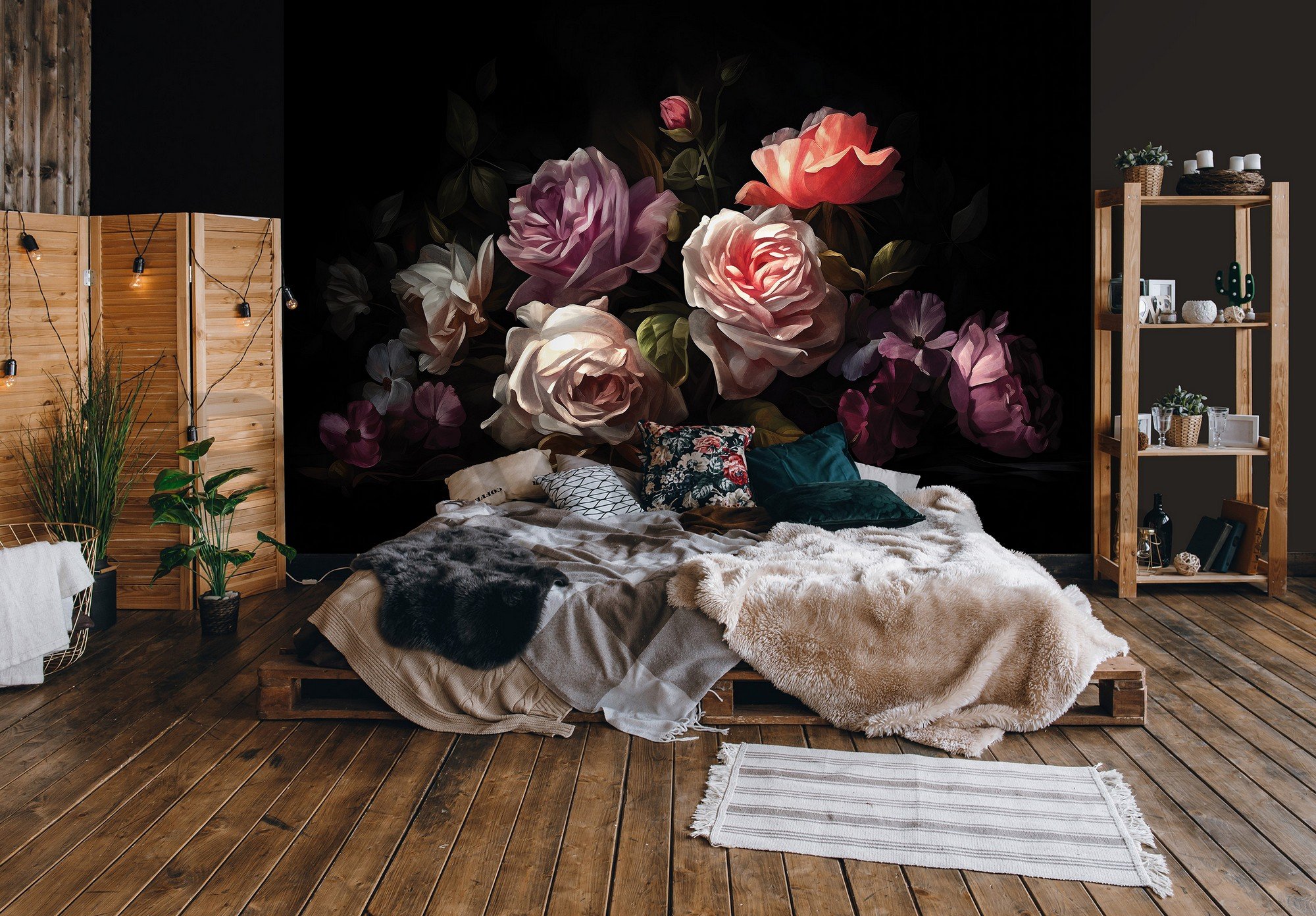 Vlies fotótapéta: Art painting flowers roses - 368x254 cm