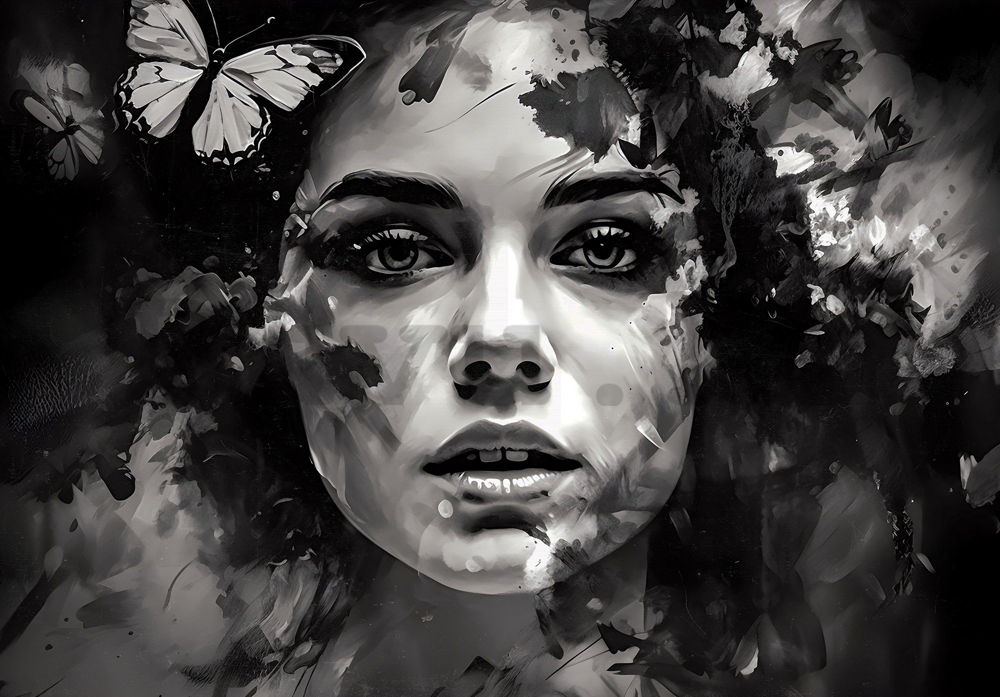 Vlies fotótapéta: Art watercolour woman butterfly (2) - 368x254 cm