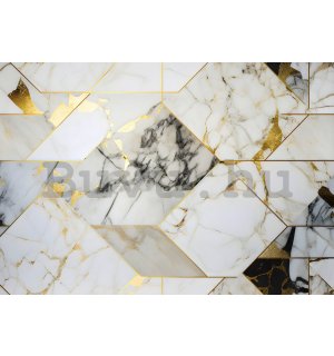 Vlies fotótapéta: Imitation marble gold geometry - 368x254 cm