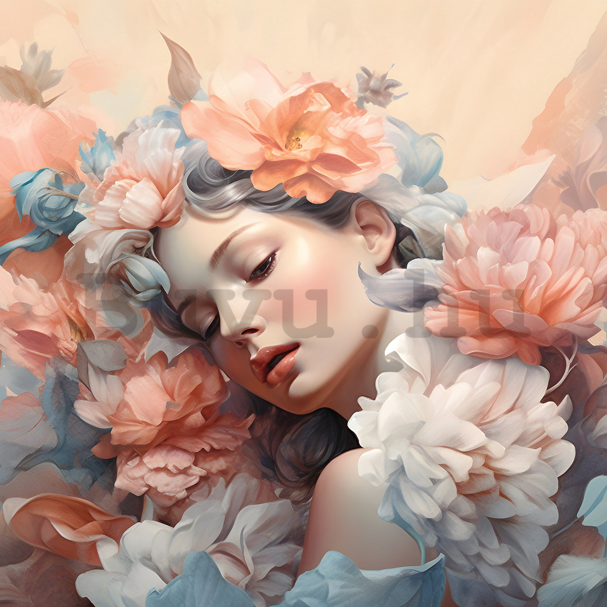Vlies fotótapéta: Woman flowers pastel elegance (1) - 368x254 cm