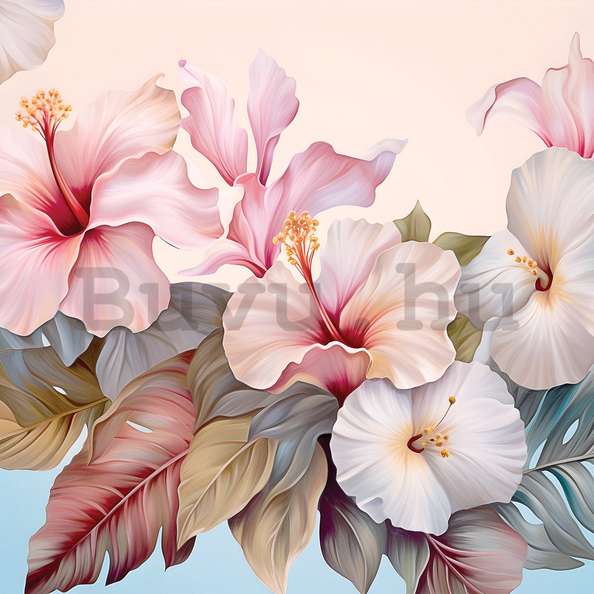 Vlies fotótapéta: Nature flowers hibiscus painting - 368x254 cm
