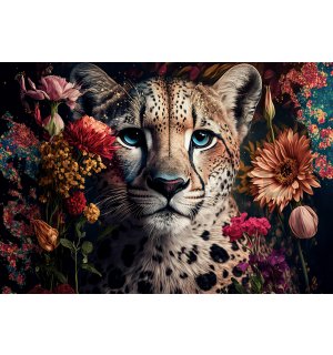 Vlies fotótapéta: Nature flowers cheetah colours - 368x254 cm