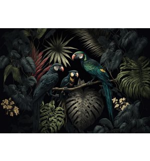 Vlies fotótapéta: Nature jungle parrots leaves - 368x254 cm