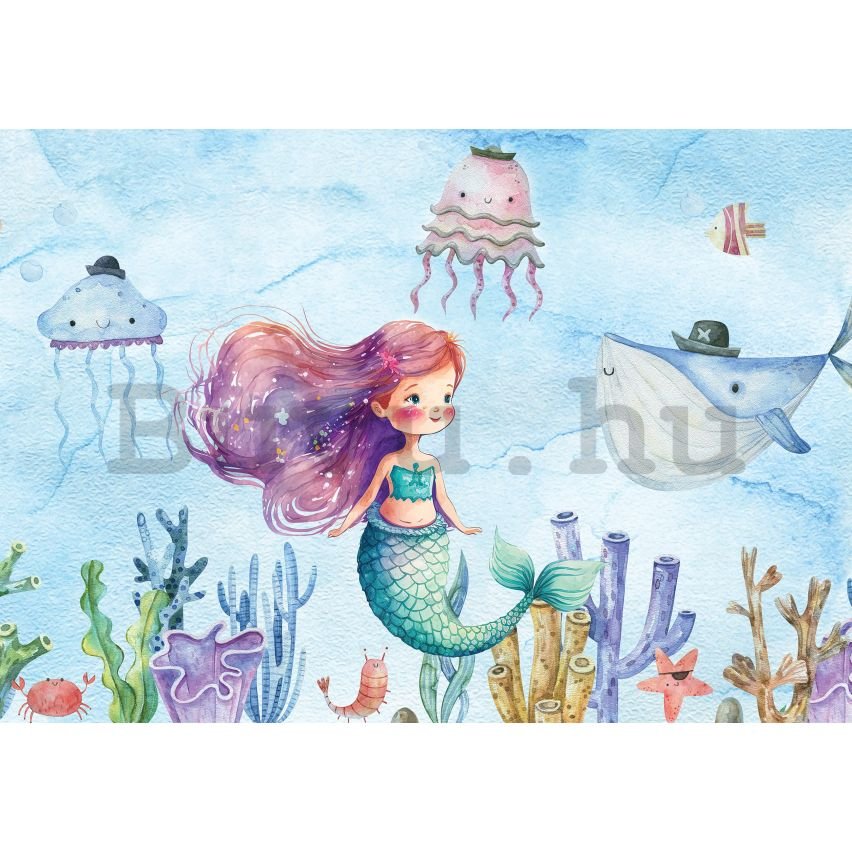 Vlies fotótapéta: For kids mermaid watercolour (1) - 368x254 cm
