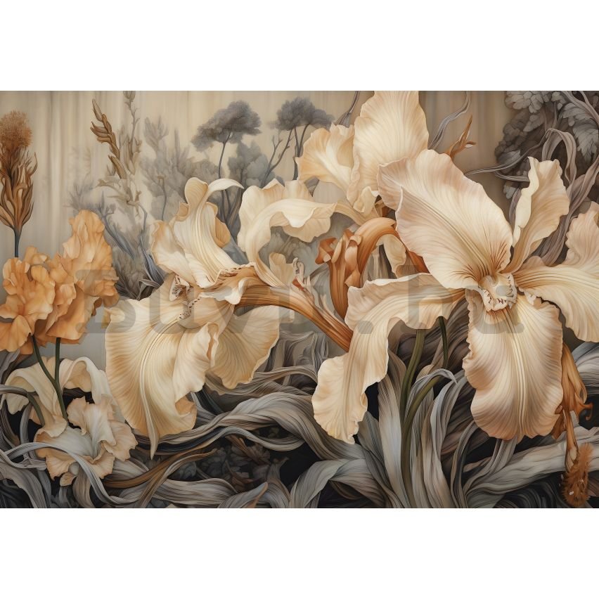 Vlies fotótapéta: Art Nature Beige flowers - 368x254 cm
