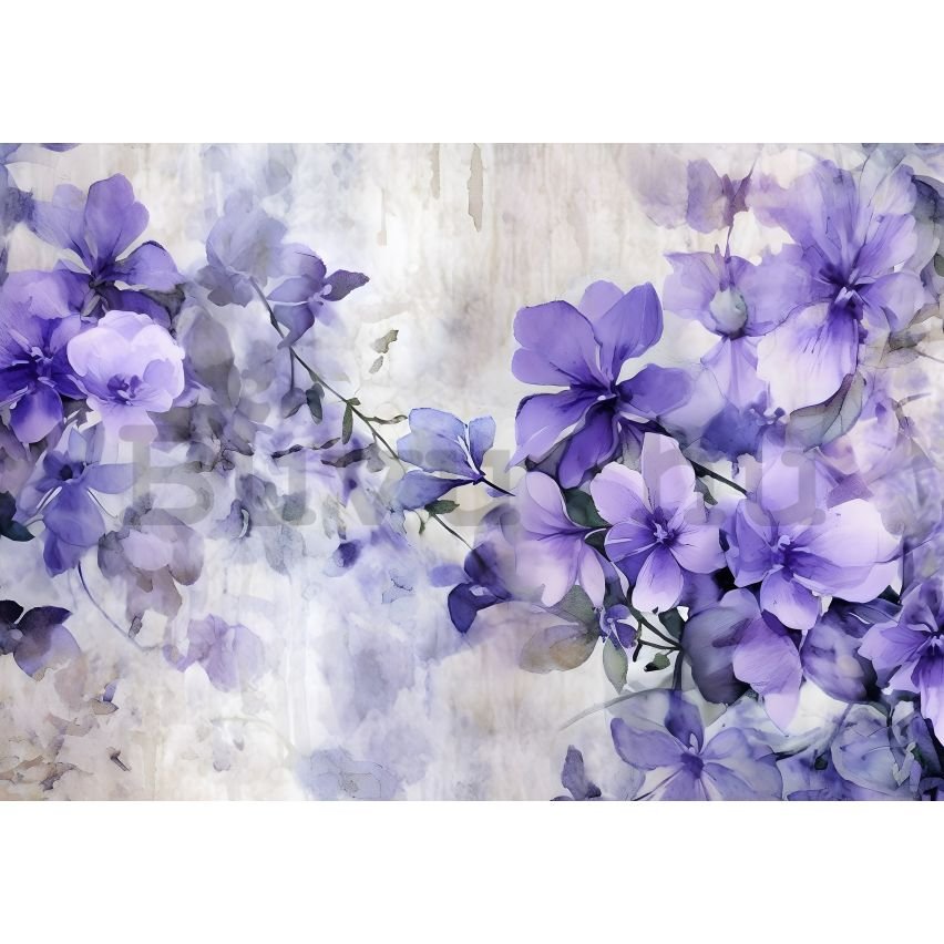 Vlies fotótapéta: Violet Romantic Painted Flowers (1) - 368x254 cm