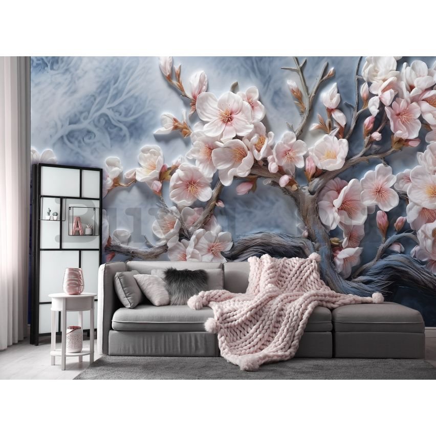 Vlies fotótapéta: Art Nature Painted Branches Flowers - 368x254 cm