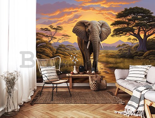 Vlies fotótapéta: Animals Elephant Safari - 368x254 cm