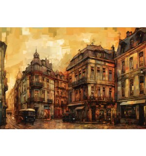 Vlies fotótapéta: City architecture oil-colours painting - 152,5x104 cm