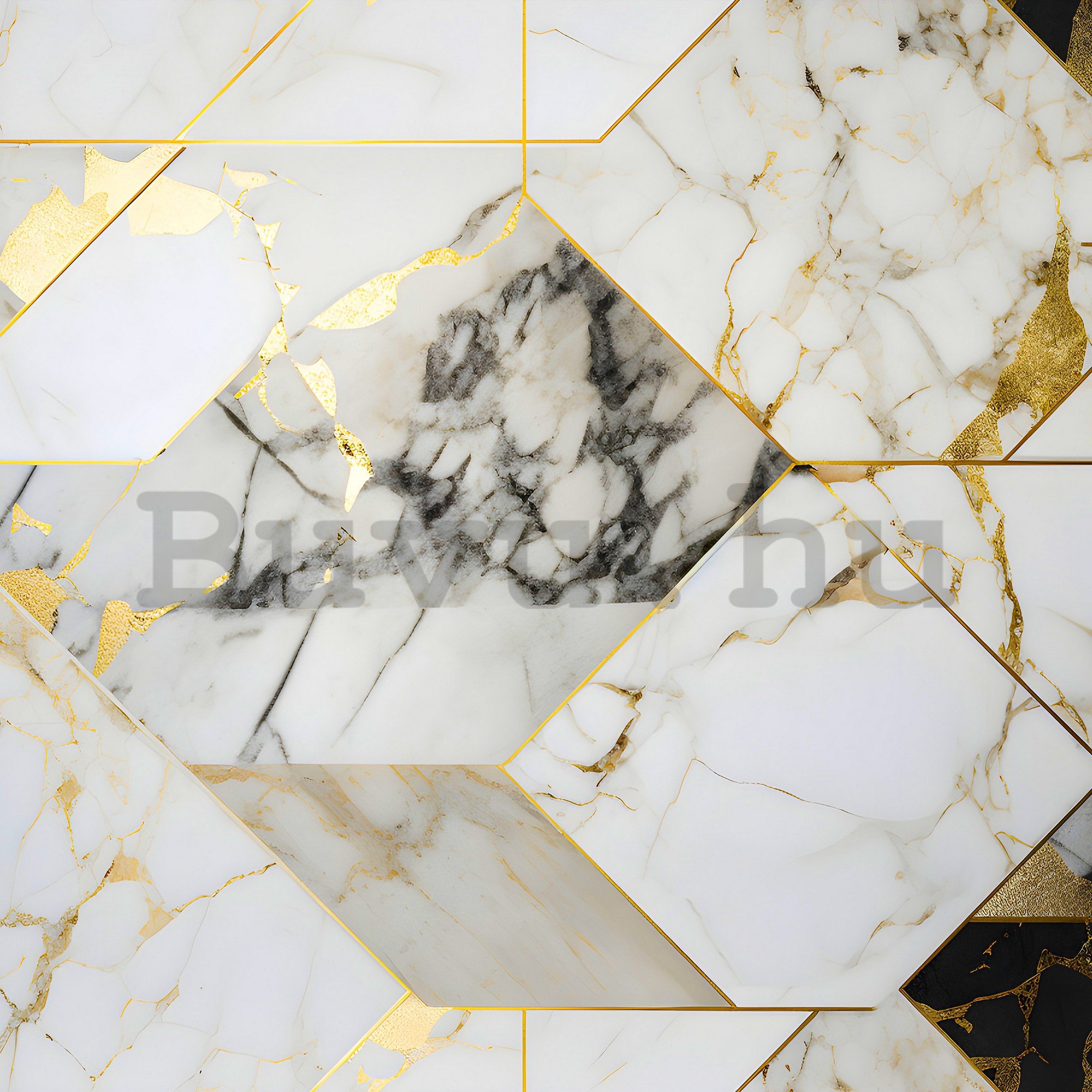 Vlies fotótapéta: Imitation marble gold geometry - 152,5x104 cm