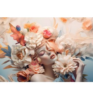 Vlies fotótapéta: Woman flowers pastel elegance - 152,5x104 cm